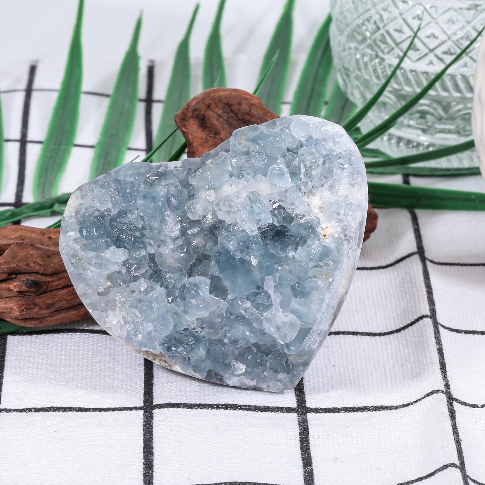 SUNYIK celestite cluster ideal for Reiki or meditation practice at home.