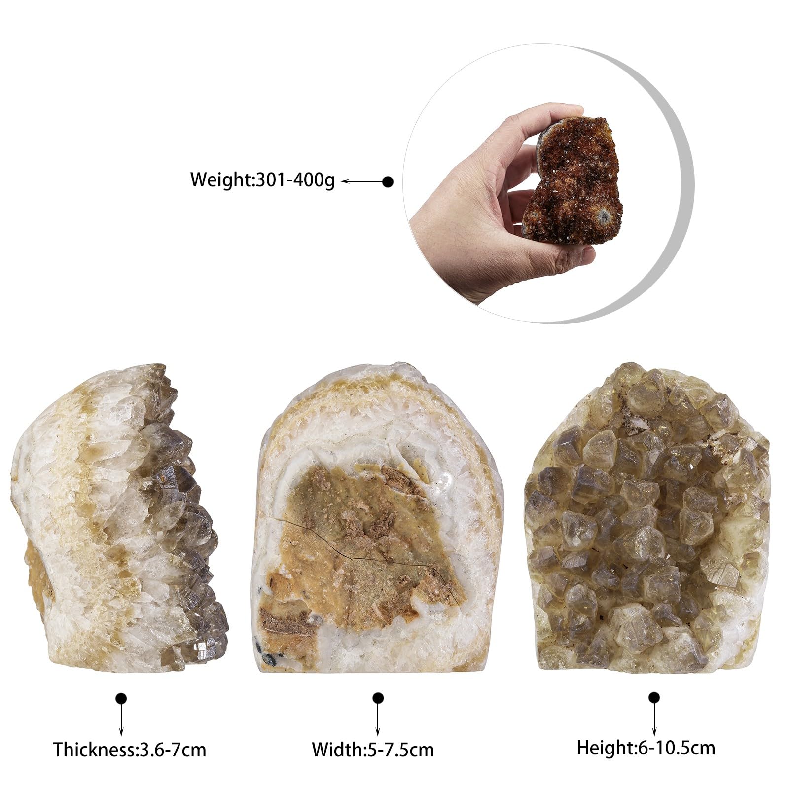 SUNYIK citrine slab underside shows self-standing design