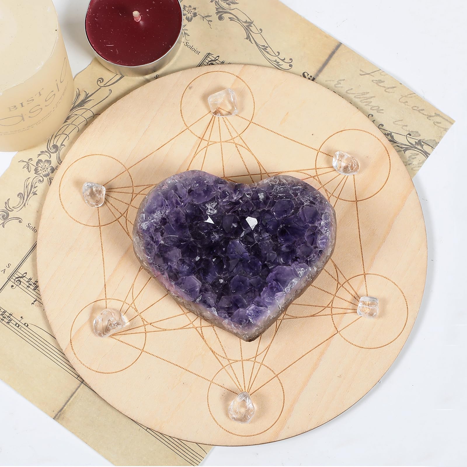 SUNYIK geode amethyst cluster highlights sparkle on display surfaces.