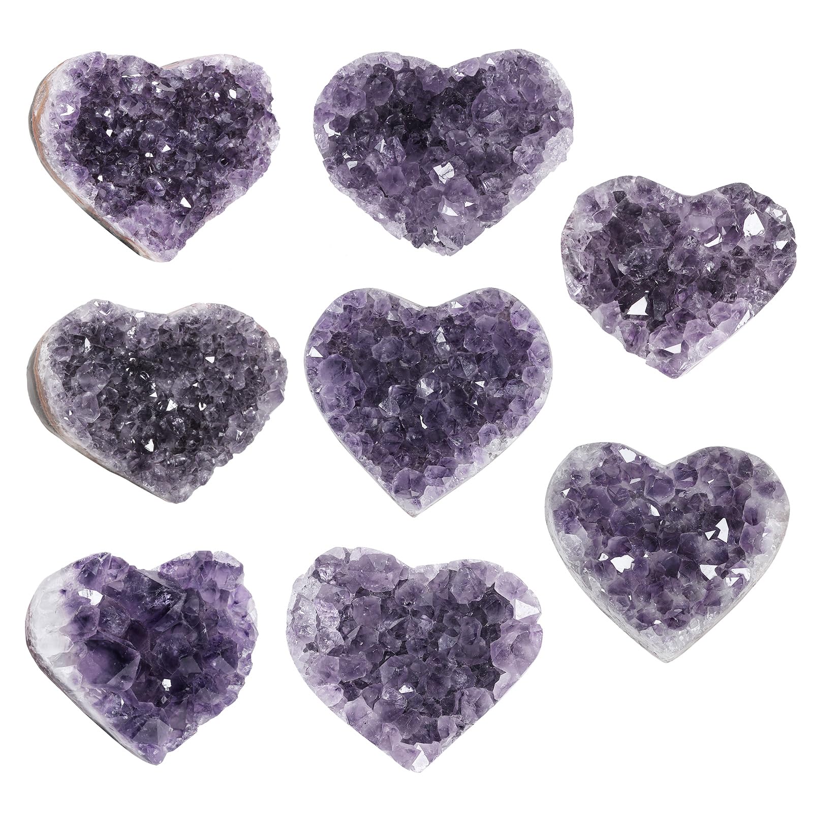 SUNYIK natural amethyst heart sculpture enhances desk or bookcase.