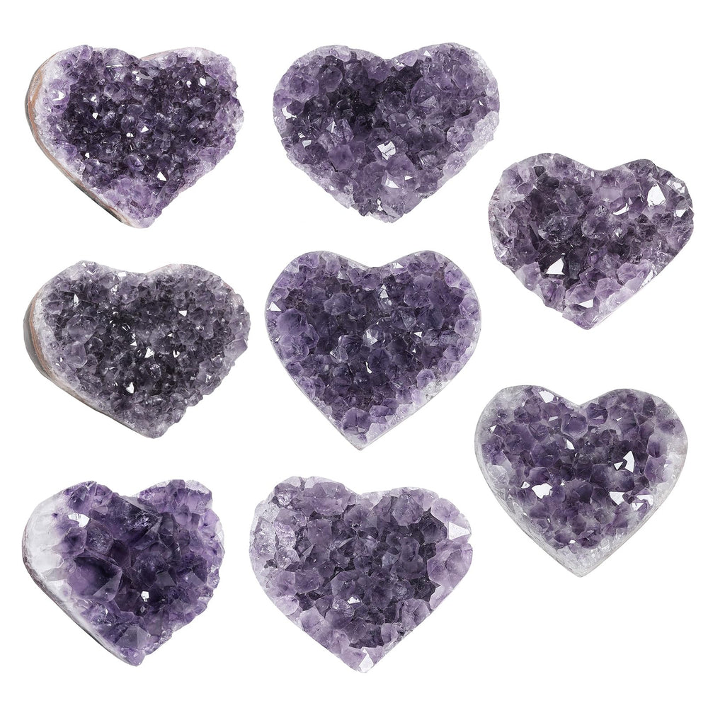 SUNYIK natural amethyst heart sculpture enhances desk or bookcase.