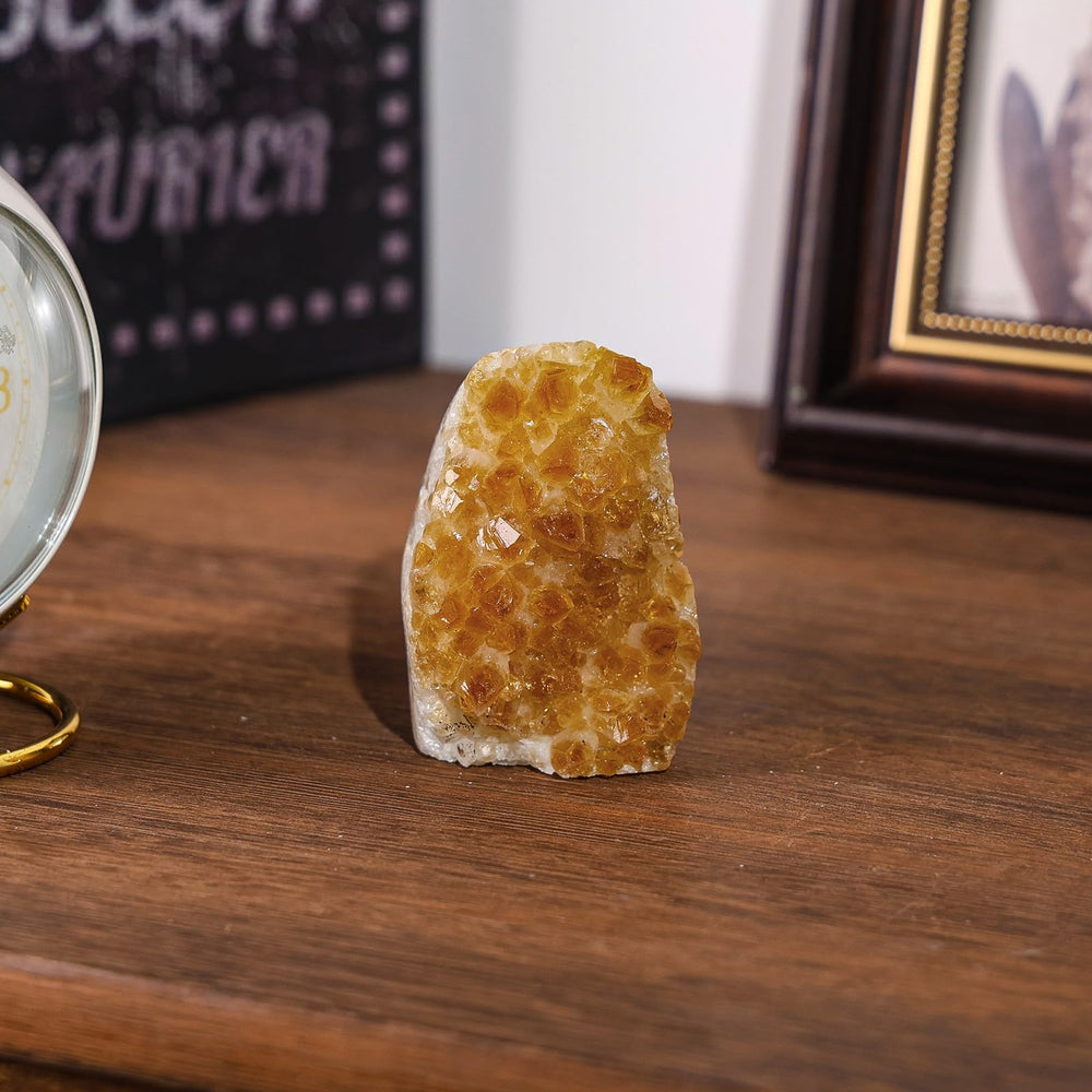 SUNYIK natural citrine crystal decor adds color and texture to any room.