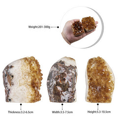 SUNYIK self-standing citrine slab enhances tabletop decor with warm amber tones.