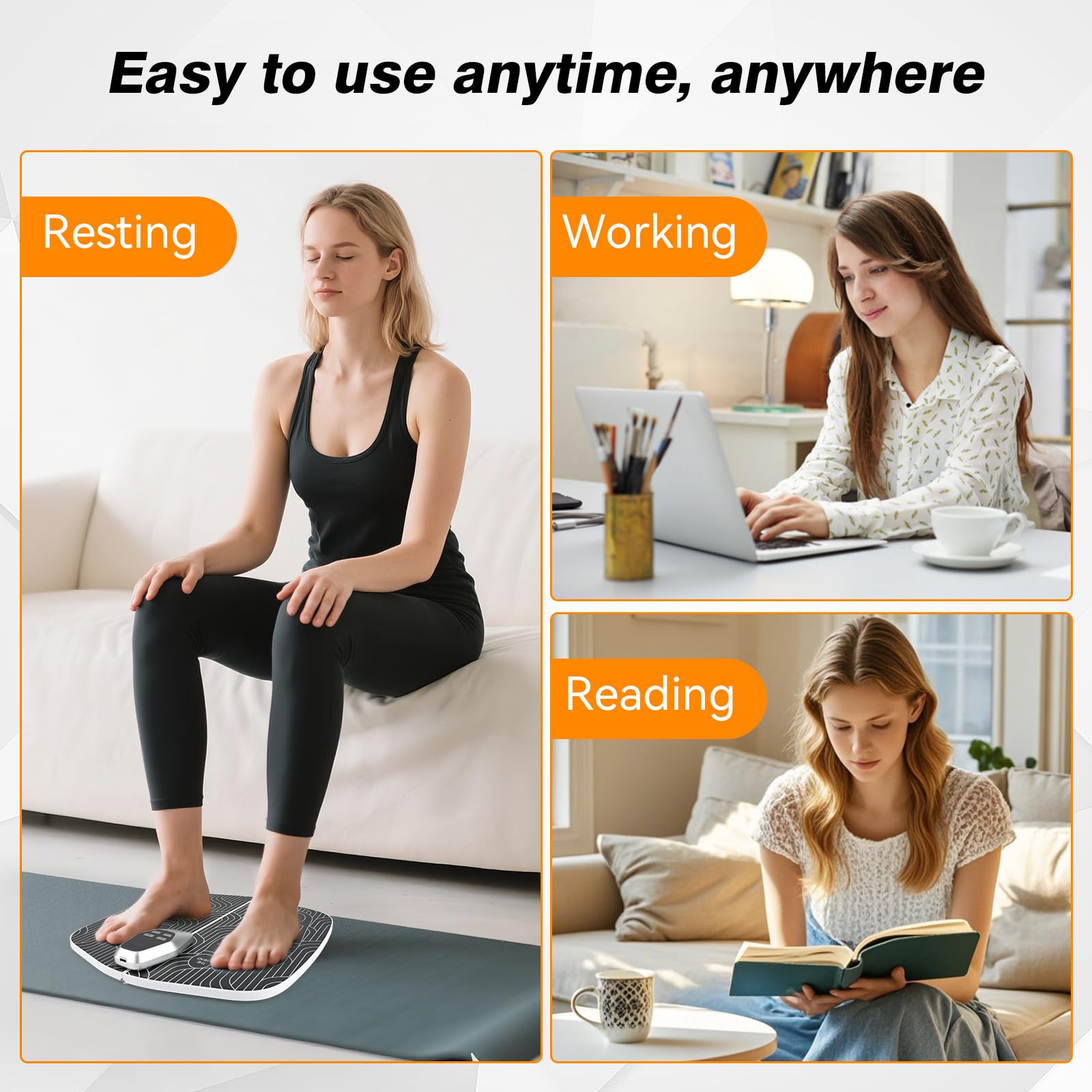 SUOIDOD EMS Foot Stimulator portable use showcases travel-friendly setup
