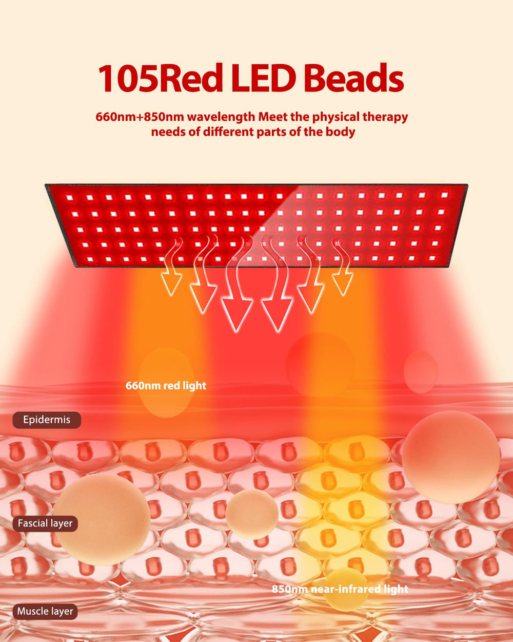 Close-up of Suokeay 105 LEDs, emphasizing the high‑intensity light blend.