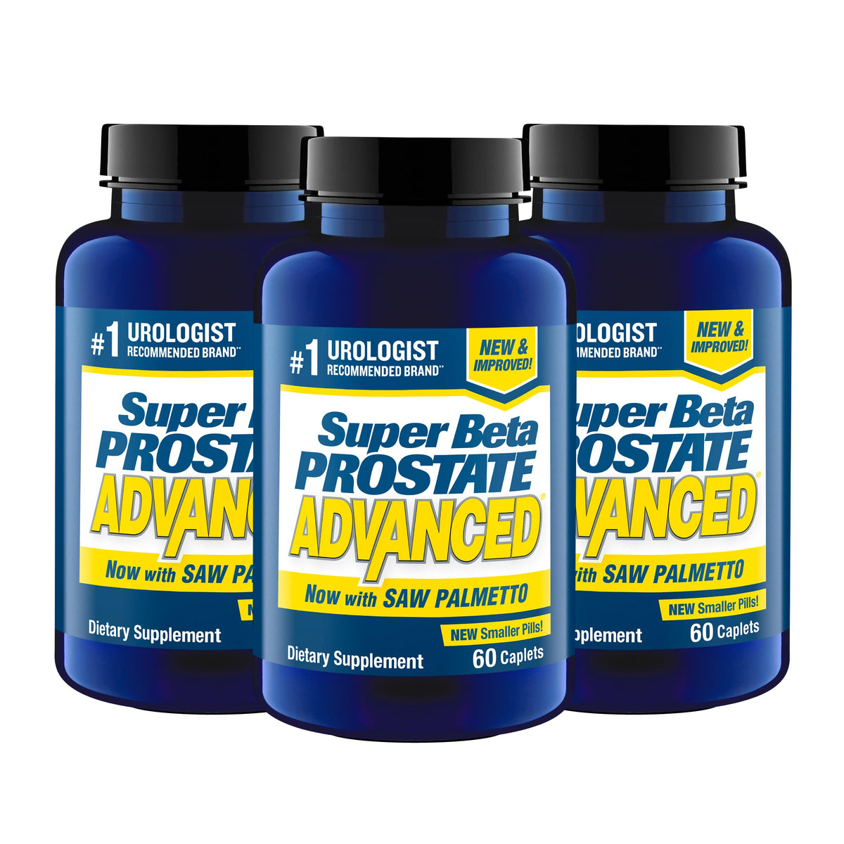 SUPER BETA PROSTATE Advanced bottle close-up highlights urinary support benefits.