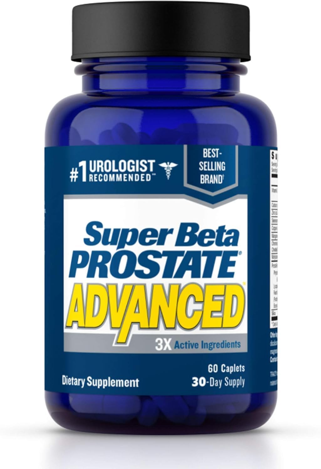 Super Beta Prostate bottle front signals premium packaging for urinary health support