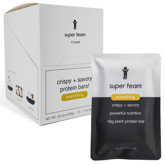 Super Team Everything Bagel bar pack with savory crunch for on-the-go protein.