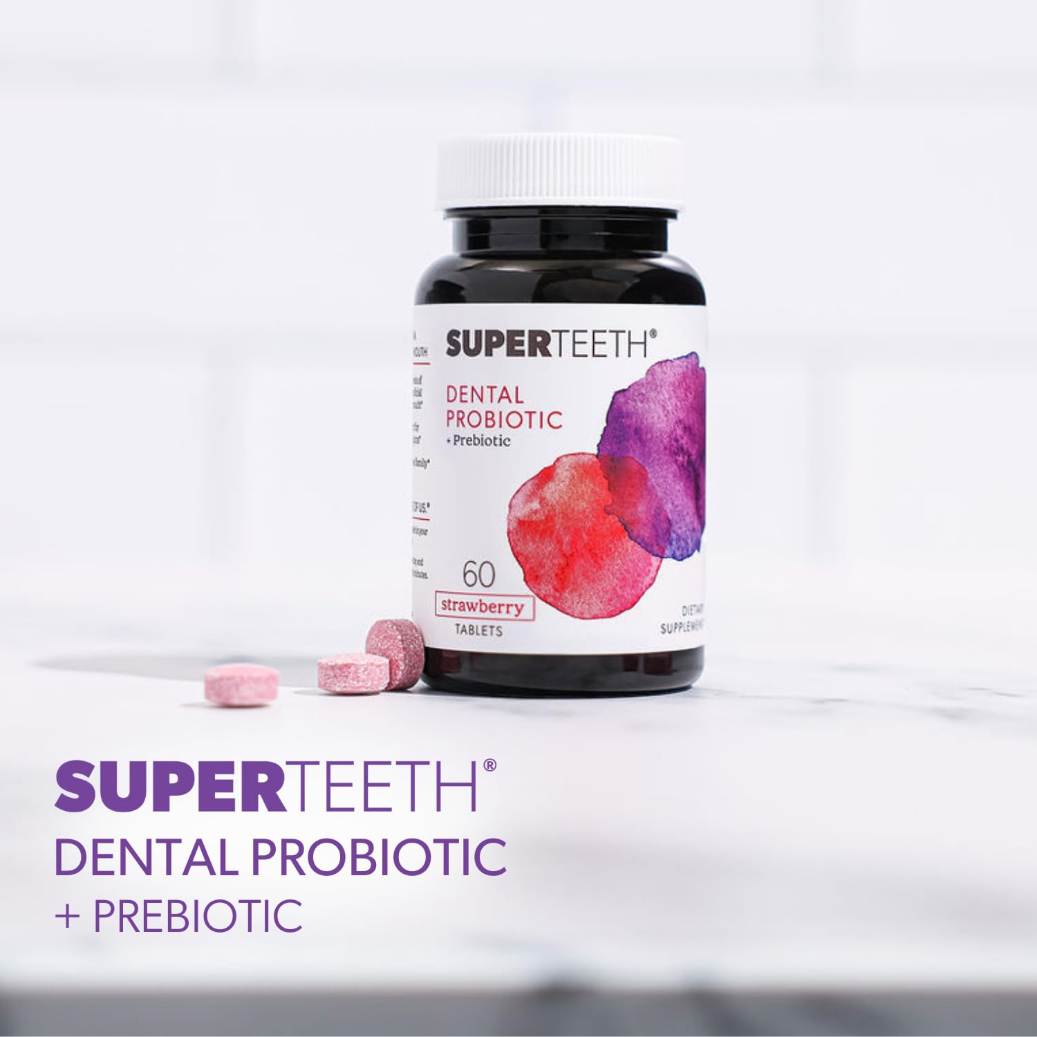 Child enjoys a SUPER TEETH chewable after brushing.