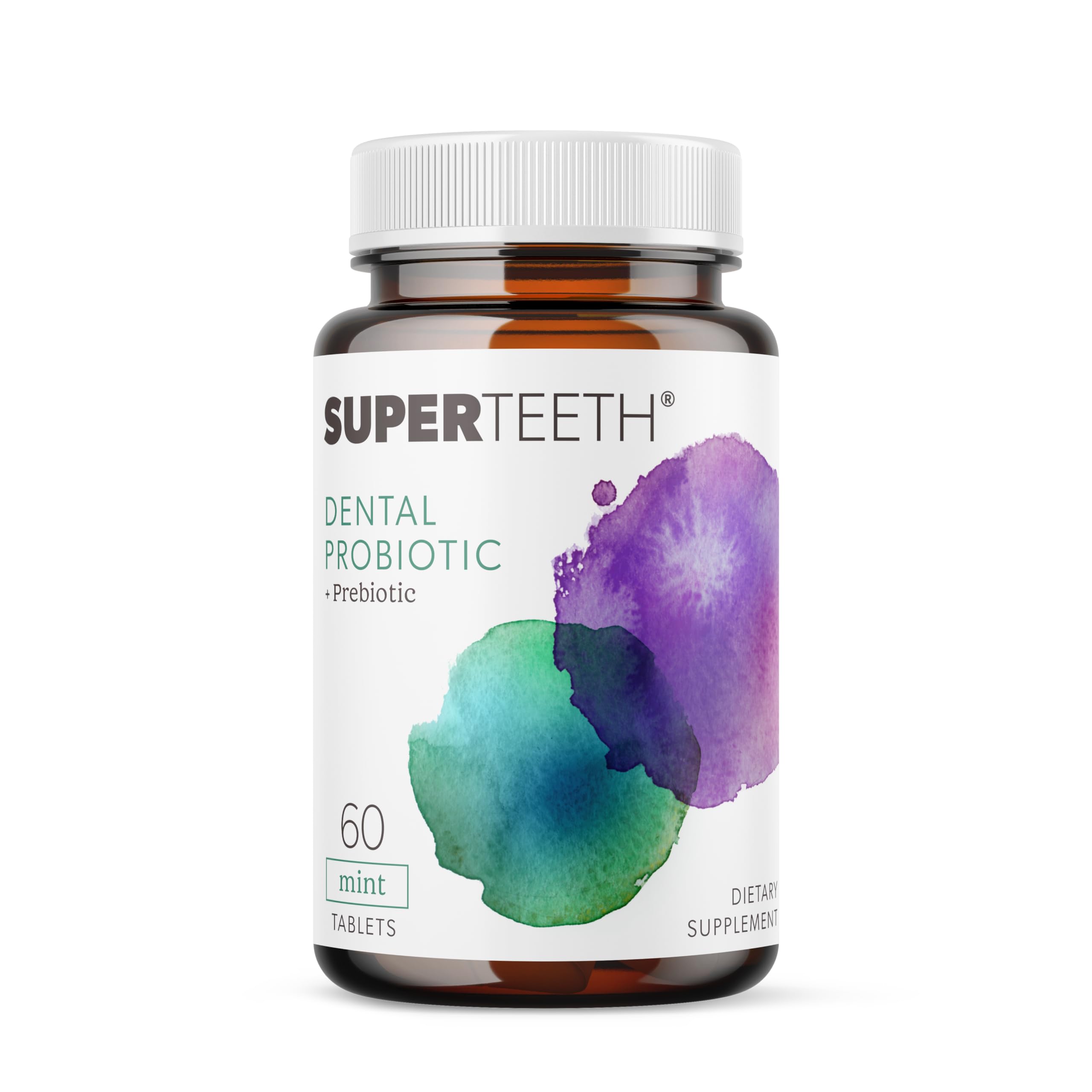 SUPER TEETH oral probiotic bottle for daily mouth wellness.