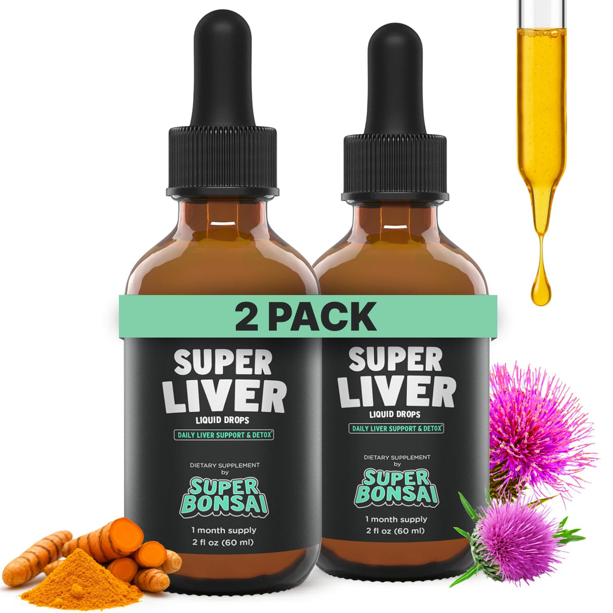 SuperBonsai Super Liver Support bottle with milk thistle for daily liver wellness