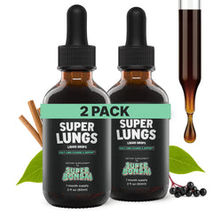 SuperBonsai Super Lungs Mullein Drops bottle on table for respiratory support