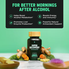 SuperBonsai Super Recovery bottle back detailing ingredients and usage