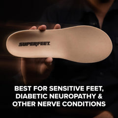Superfeet Everyday in-shoe insert demonstrates easy replacement in casual or work footwear.
