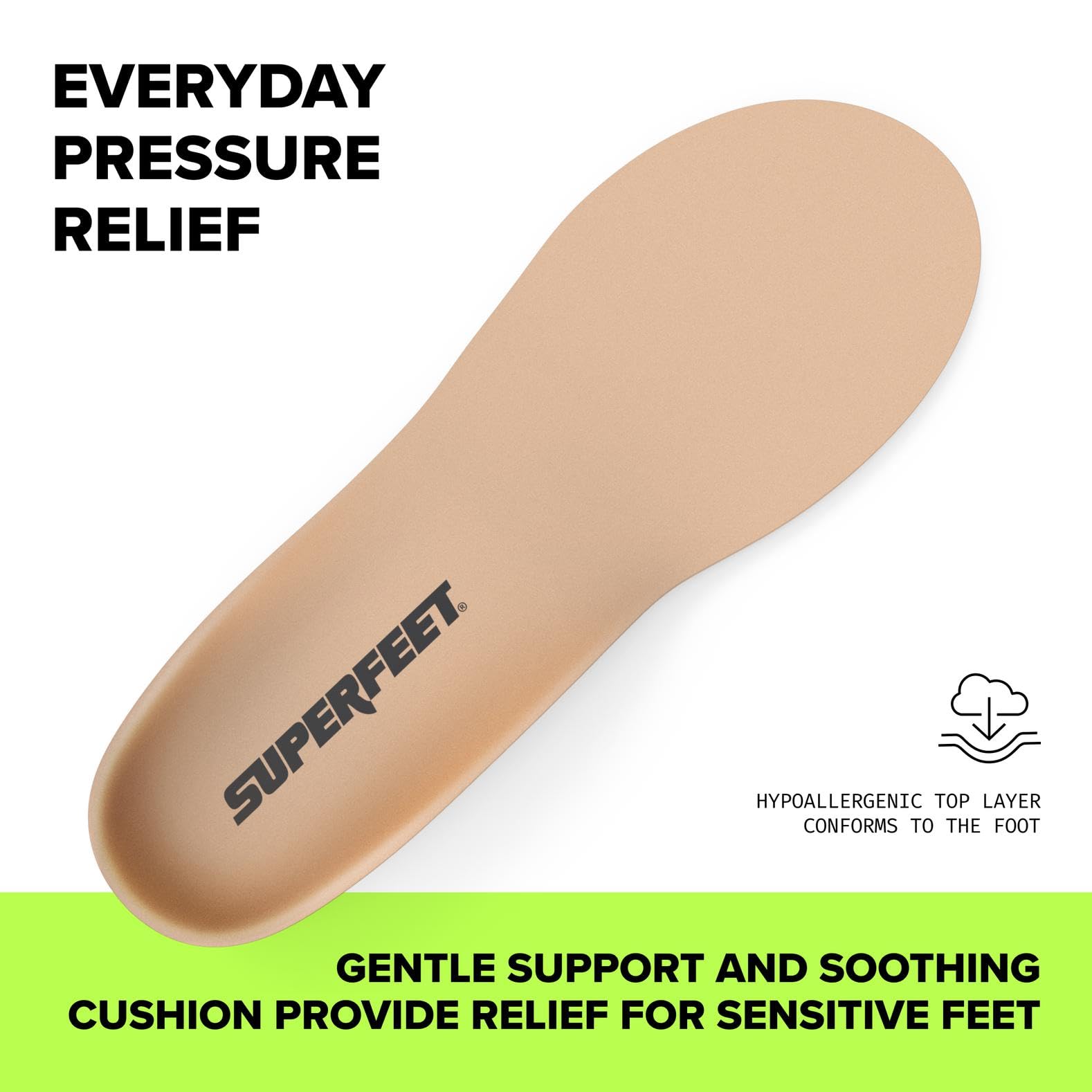 Superfeet heel protection cushion close-up highlighting extra padding for heel comfort.