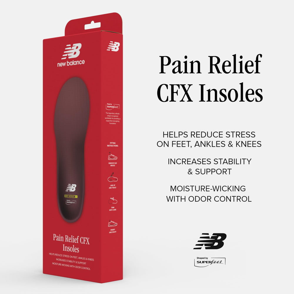 Superfeet Pain Relief CFX insoles feature a deep heel cup for shock absorption