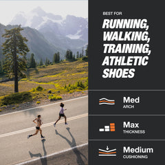 Superfeet Run Support Medium Arch insoles near EVOLyte stabilizer cap delivering responsive support.