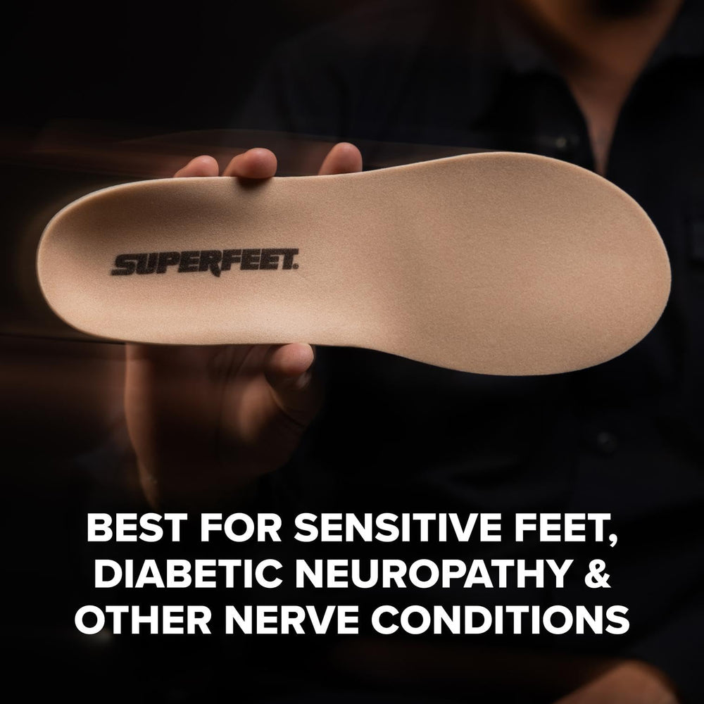 Superfeet Soft hypoallergenic foam close-up emphasizing gentle, breathable comfort.