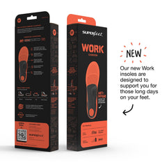 Superfeet Work Cushion arch-support insoles provide steady support for long shifts.