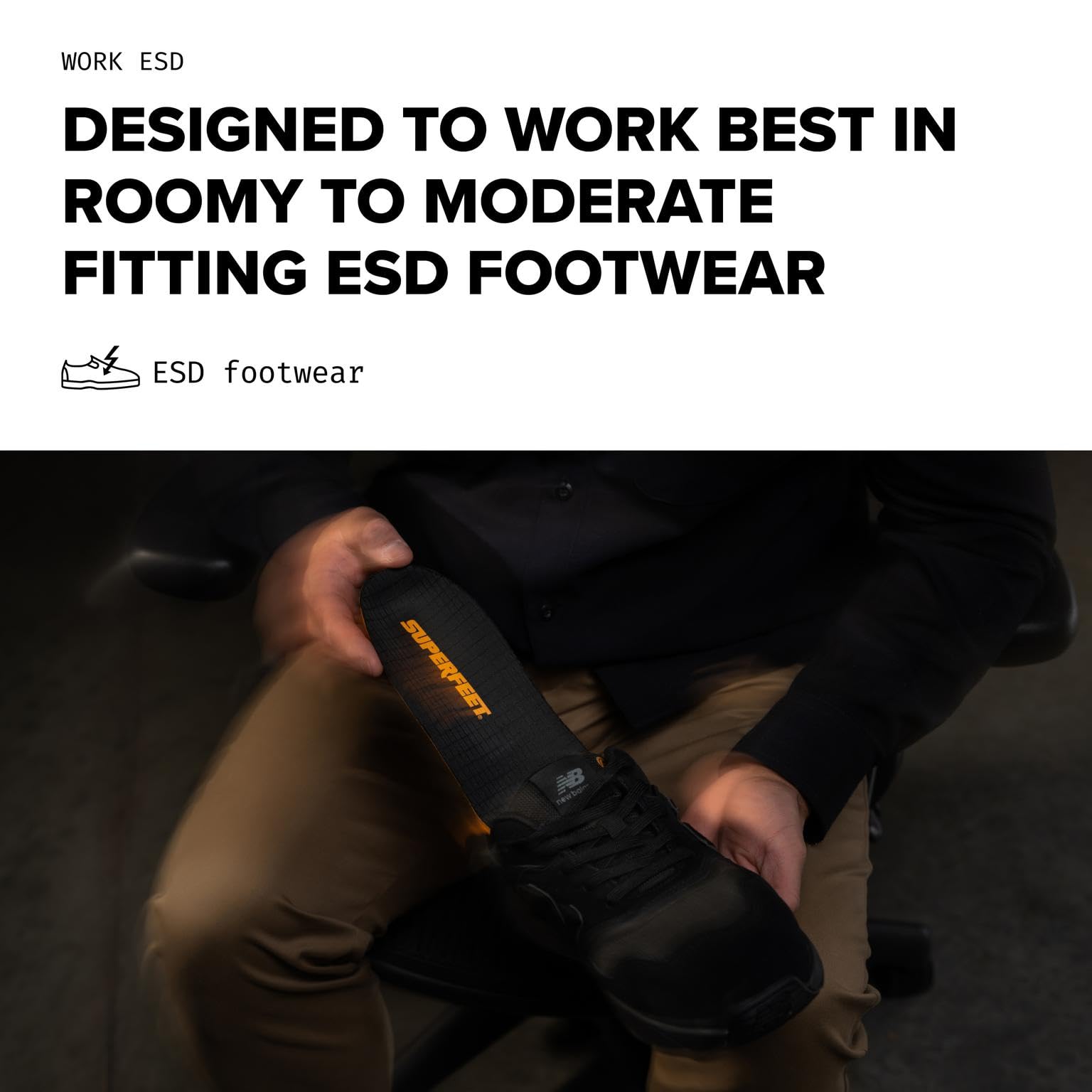Superfeet Work ESD Insole Moisturewick cover aids moisture management