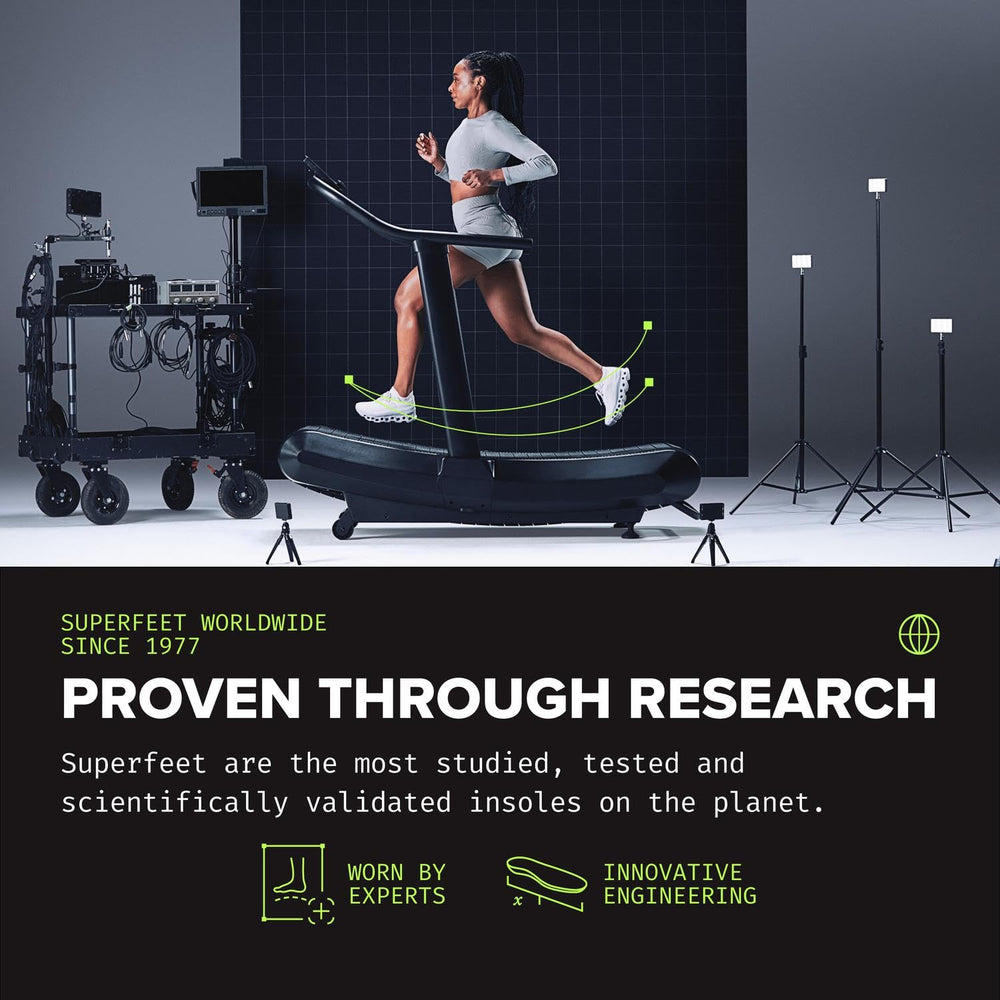 Superfeet Work tapered forefoot fit improves space in roomy safety footwear.