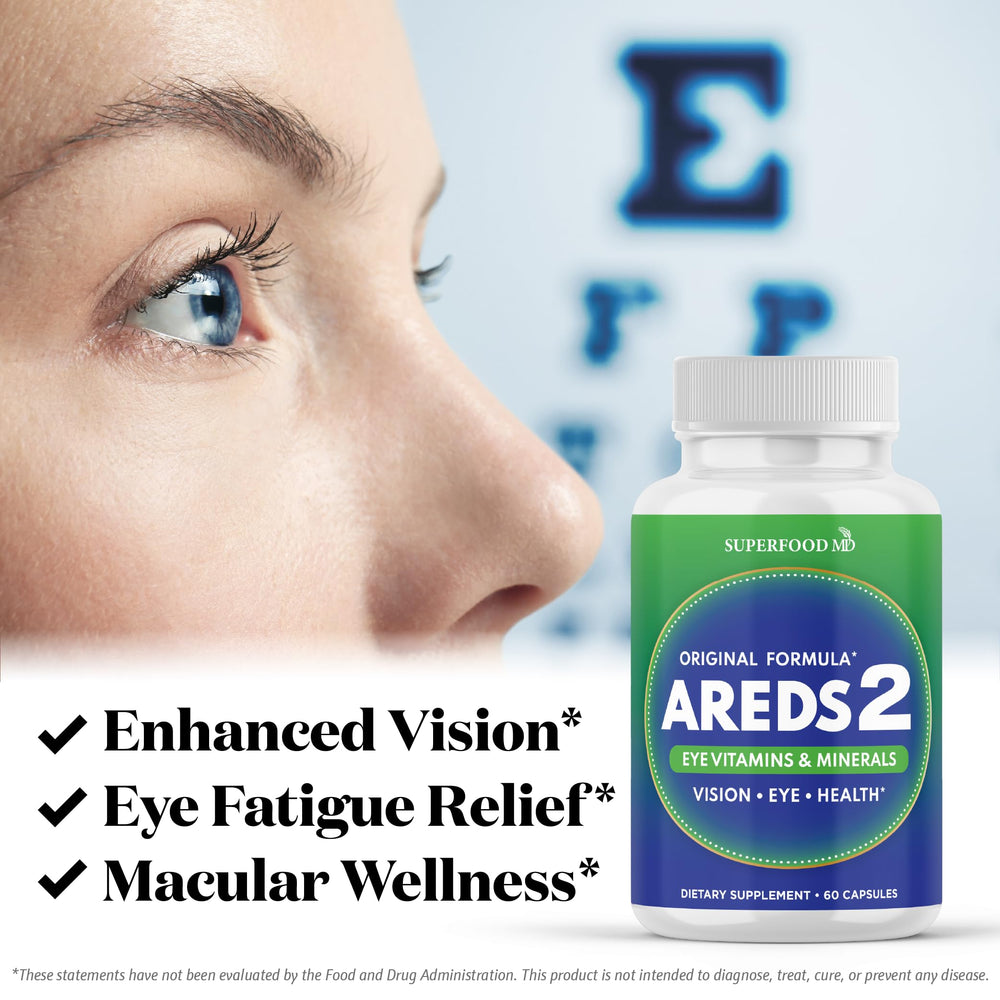 Illustration of key ingredients in Superfood MD AREDS2 formula