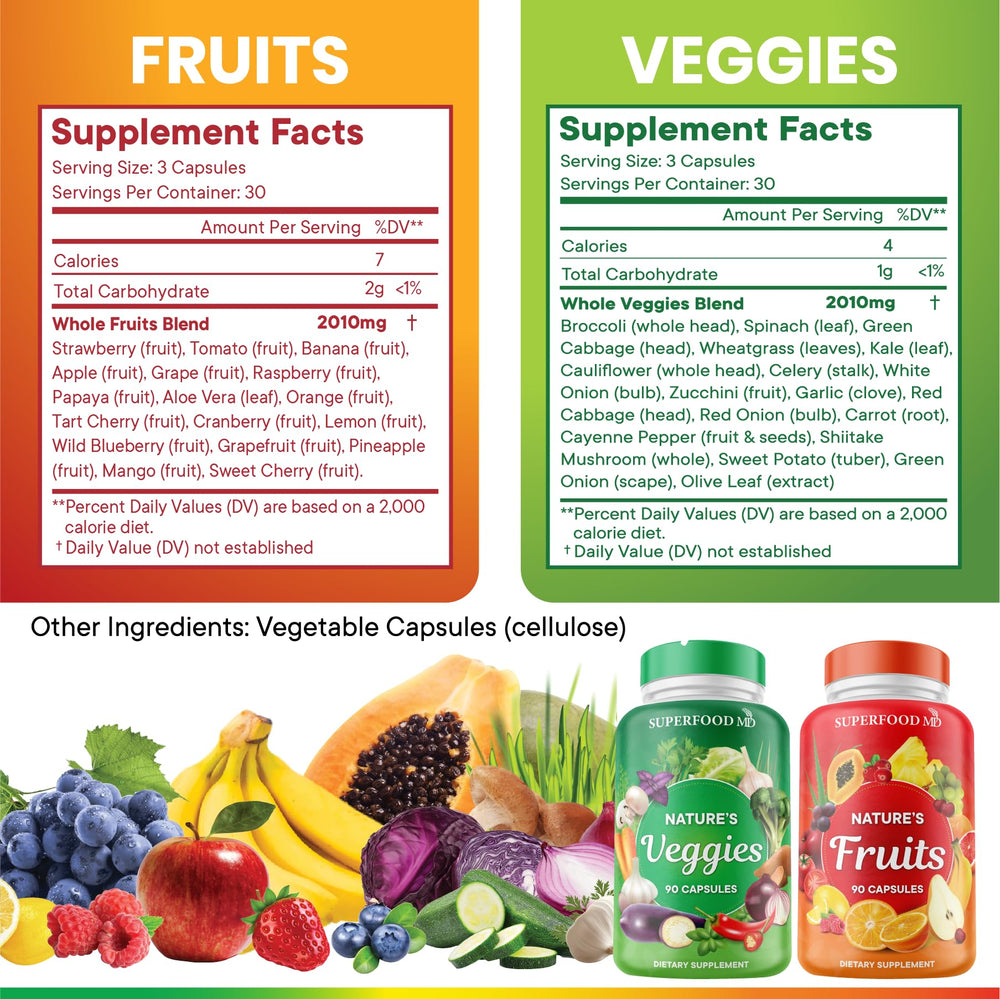 Superfood MD bottle side label highlights gluten-free, soy-free formulation and third-party safety checks.