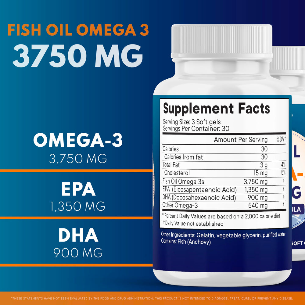 Close-up of Superfood MD Omega-3 softgels highlighting burpless design