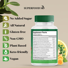 Sleek packaging and label of the Superfood MD moringa product.