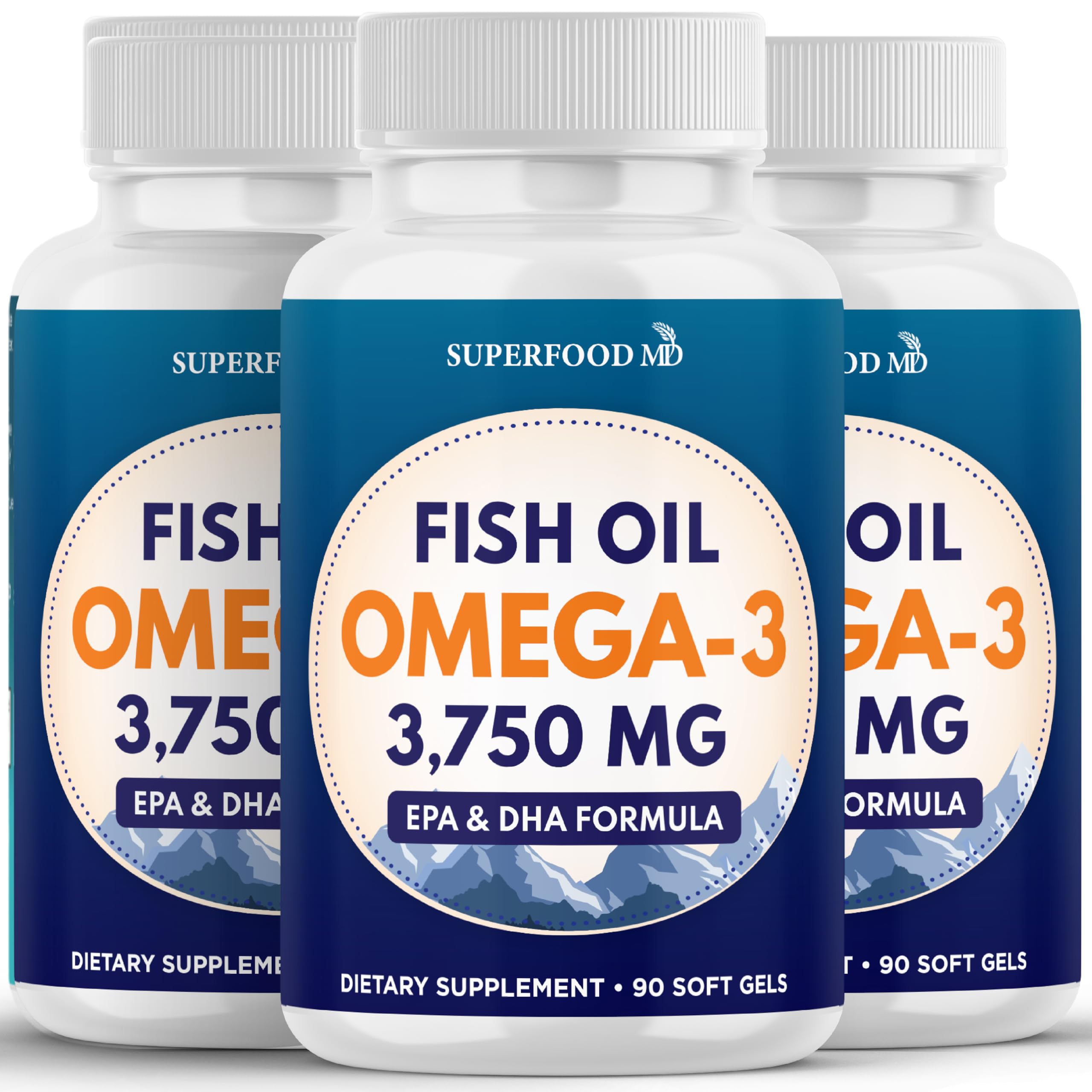 Superfood MD Triple-Strength Omega-3 bottle front showing premium formulation for daily support