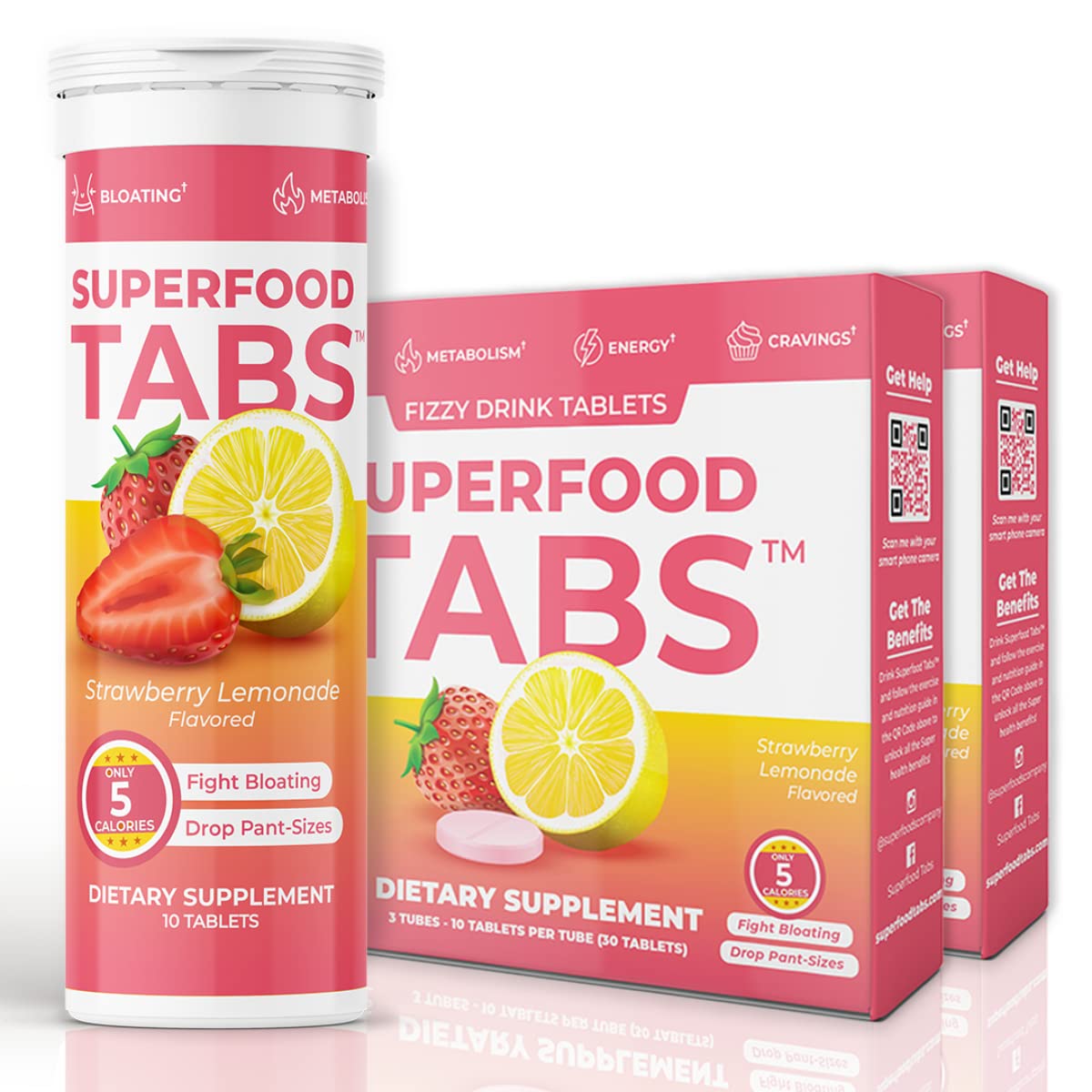 Superfood Tabs Strawberry Lemonade detox bottle ready to hydrate and refresh.