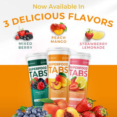 Superfood Tabs dissolving in water demonstrates an easy daily ritual and flavor.