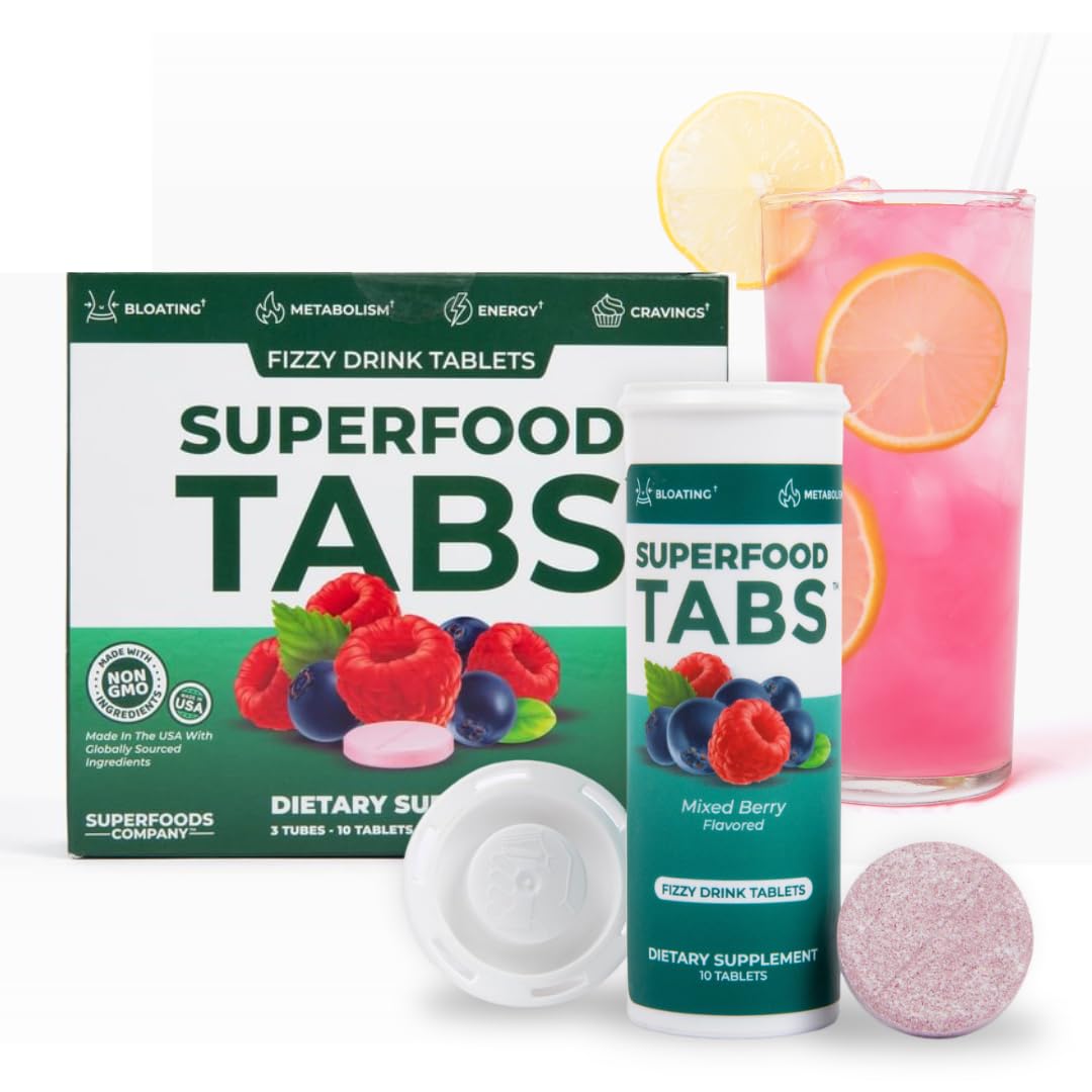 Travel-friendly packaging of Superfood Tabs for detox on the go.