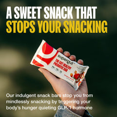 Supergut GLP-1 Bar breakfast-on-the-go offers a quick protein boost.