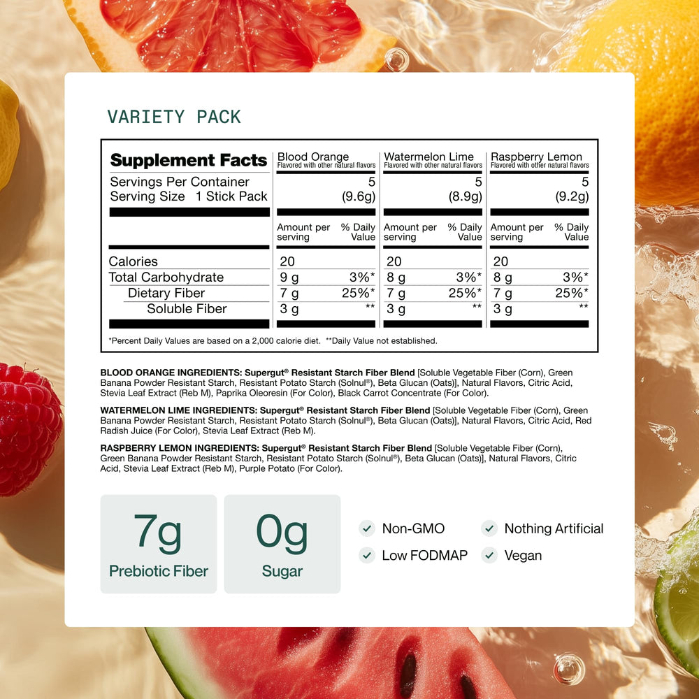 Supergut GLP-1 Daily Support mixed in water for a refreshing drink.