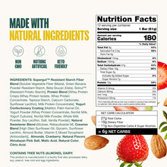 Supergut Strawberry Almond bar energy snack, supports on-the-go cravings management.