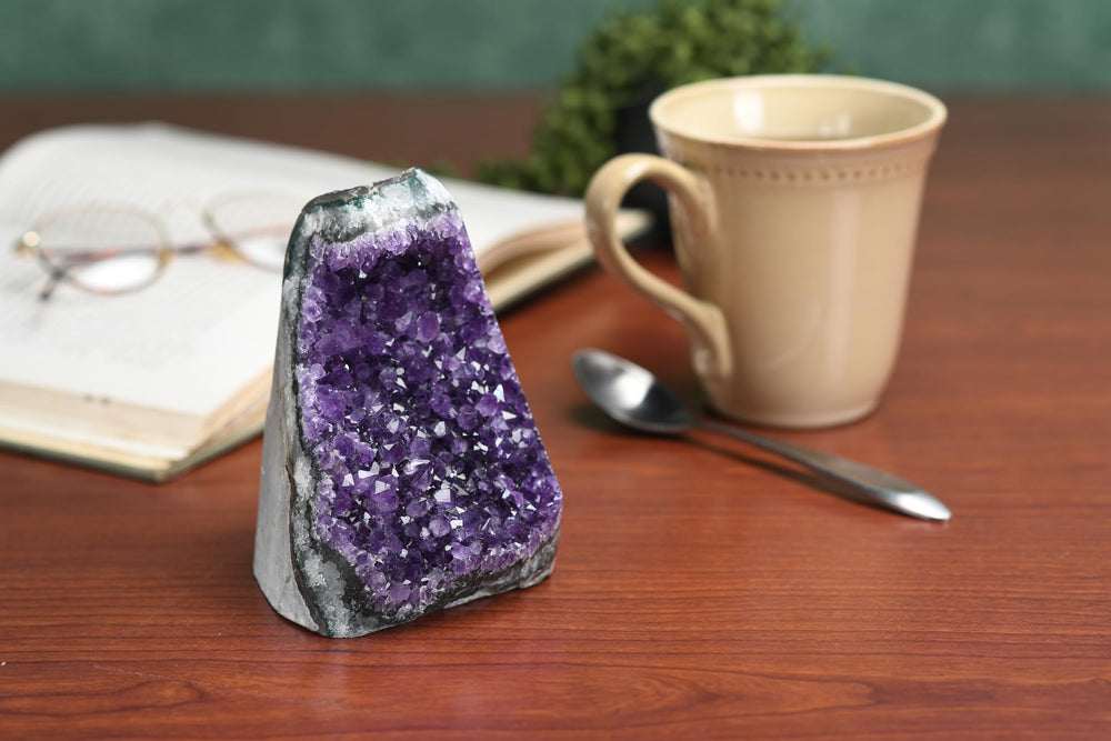 Superior amethyst geode radiating calm energy for tranquil spaces