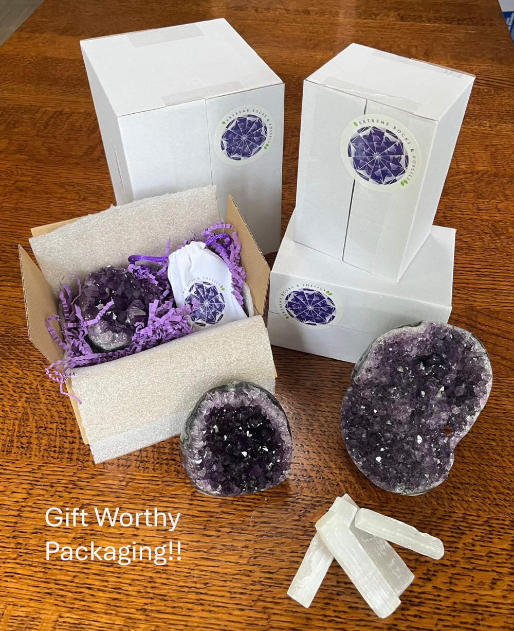 SUPERIOR Amethyst purple geode natural formation enhances decor with calming color and natural texture