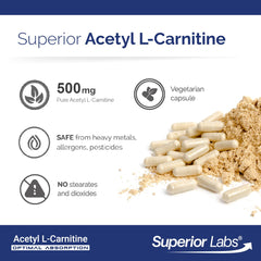 Superior Labs Acetyl L-Carnitine 500mg veggie-caps pack with packaging and count