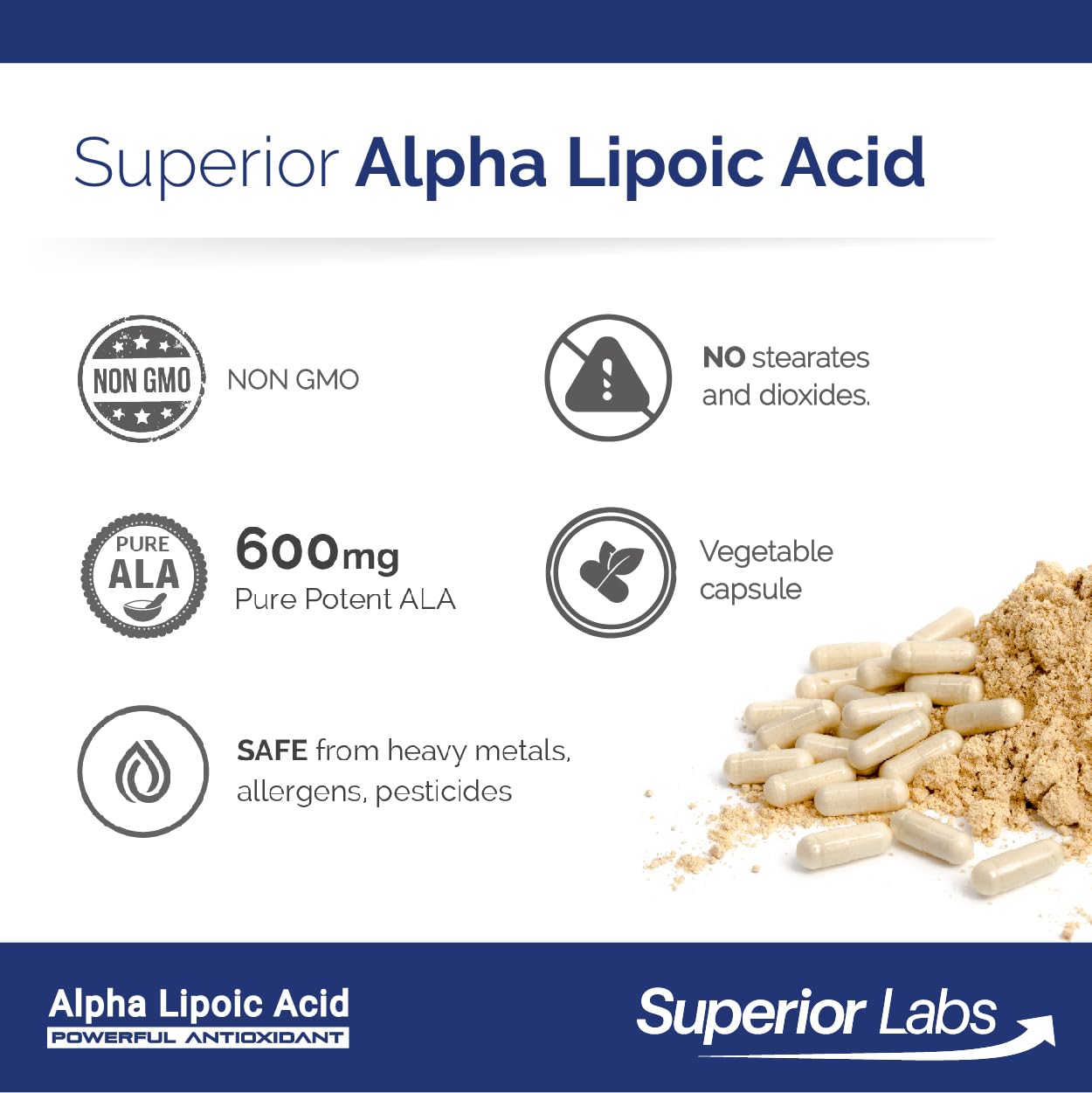 Superior Labs Alpha Lipoic Acid 600 mg bottle on desk conveys daily wellness integration