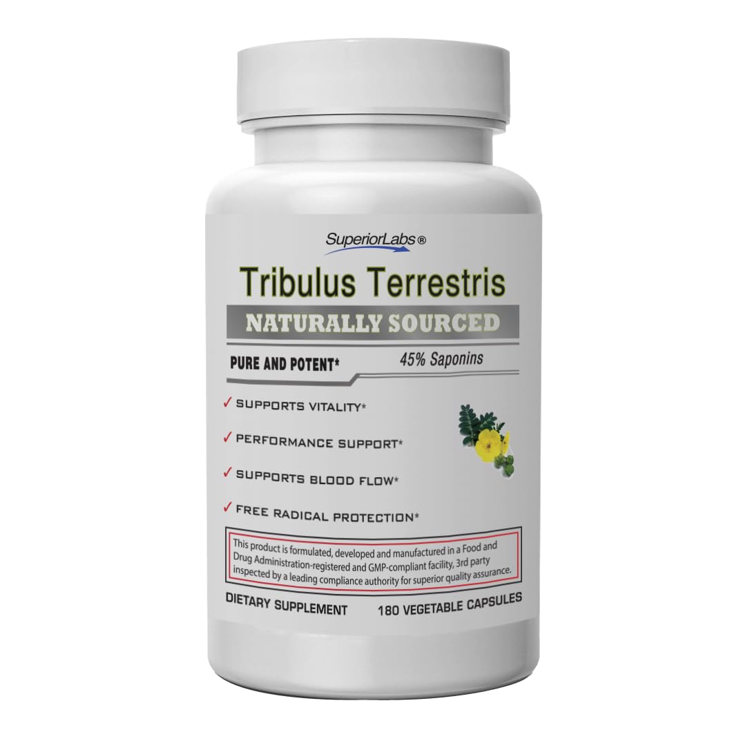 Superior Labs Tribulus Terrestris bottle front with vitality-support capsules.