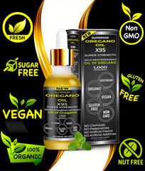 Liquid form image indicates fast-acting oregano oil.