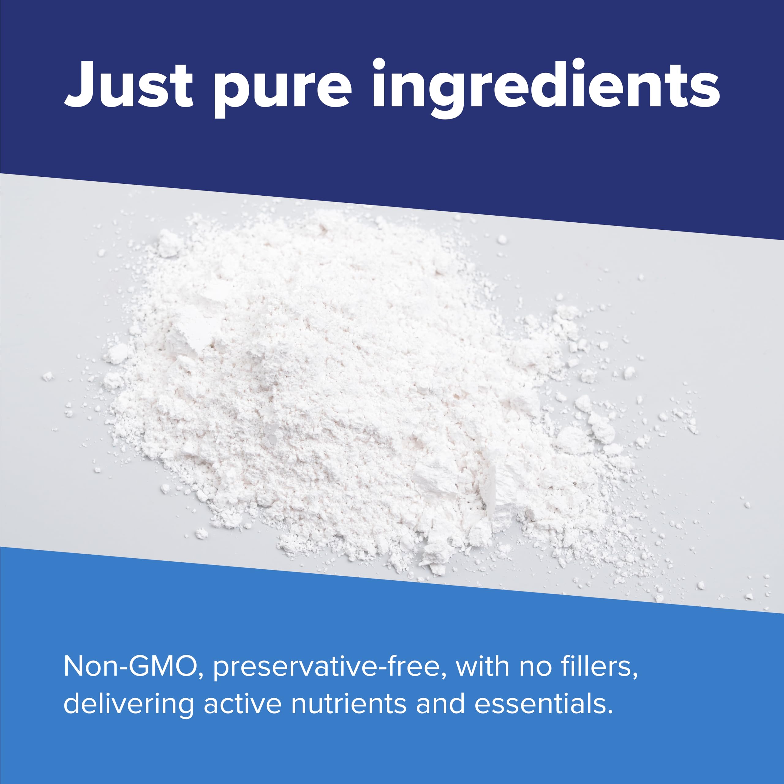 Label closeup emphasizes dye-free ingredients and transparency.
