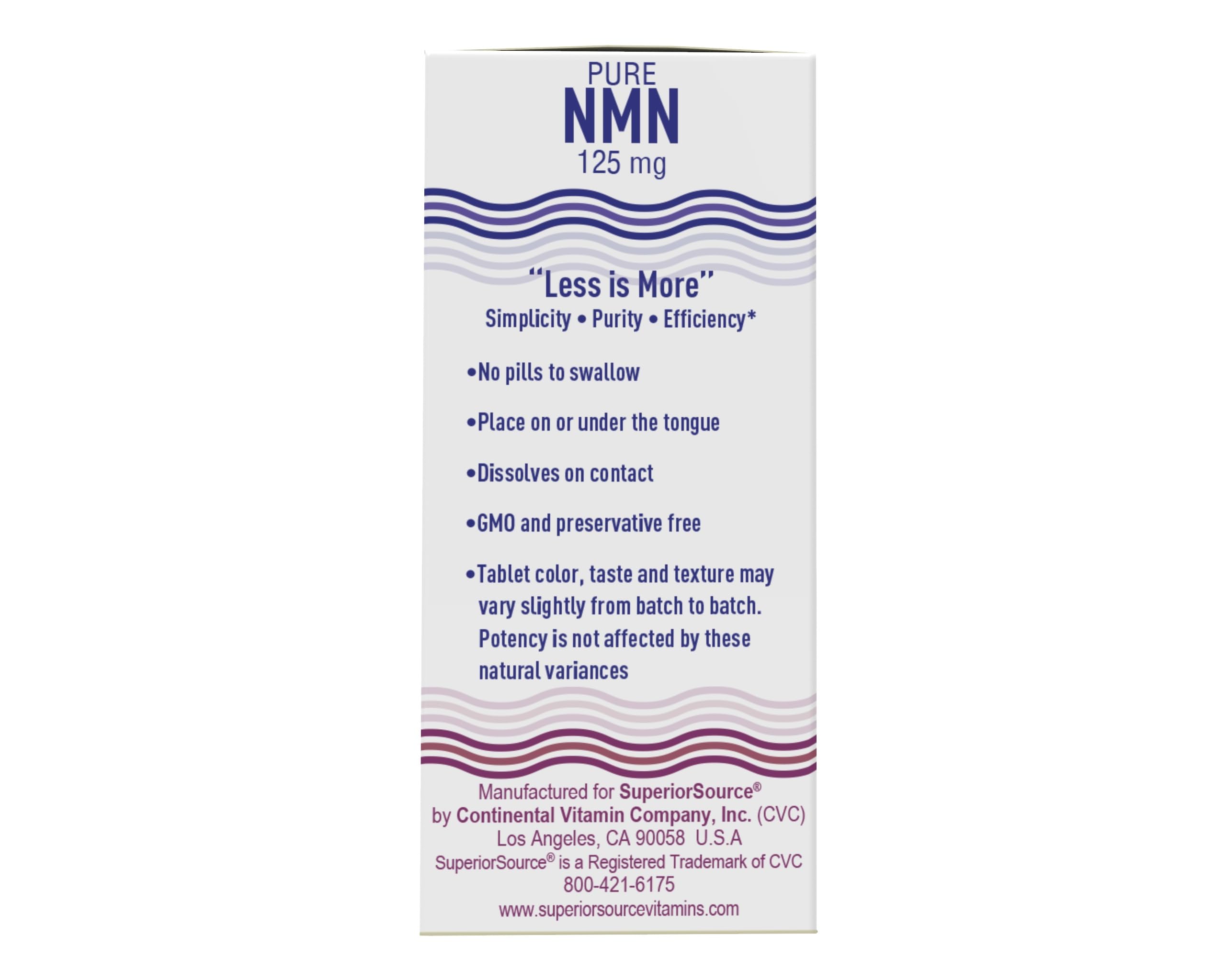 Superior Source NMN ingredient label shows non-GMO, gluten-free composition.