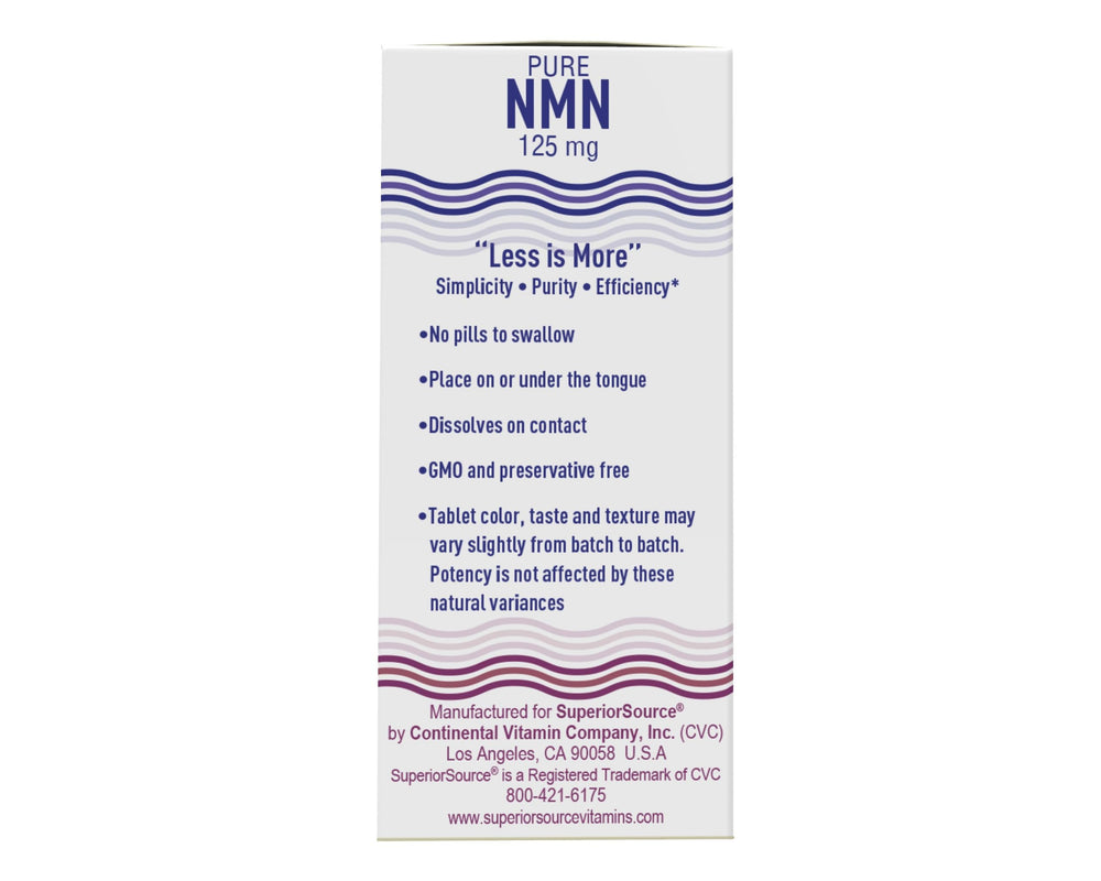 Superior Source NMN ingredient label shows non-GMO, gluten-free composition.