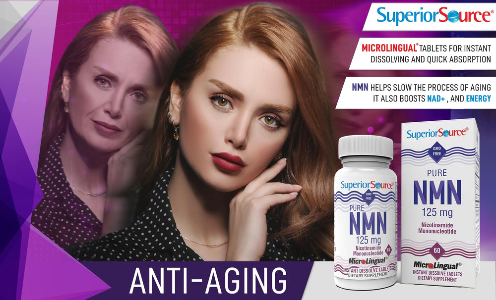 Superior Source NMN tablets dissolving under the tongue for fast absorption.