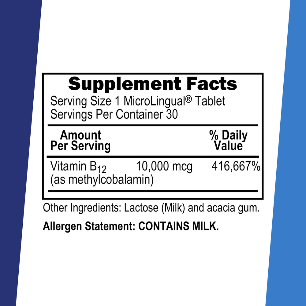 Close-up of methylcobalamin B-12 sublingual tablet dissolving under tongue for fast absorption