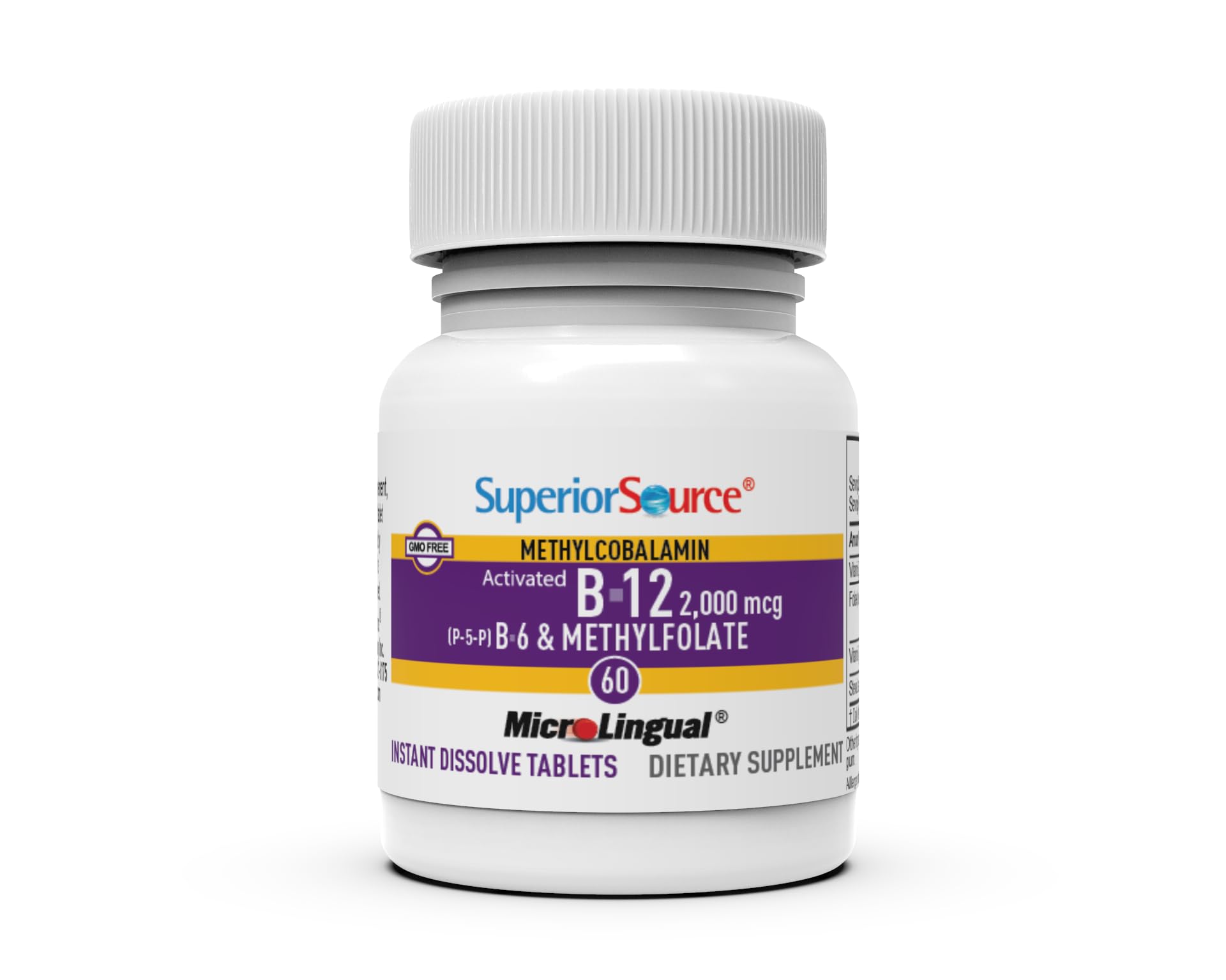 Superior Source No Shot preservative-free label emphasizes pure active nutrients.