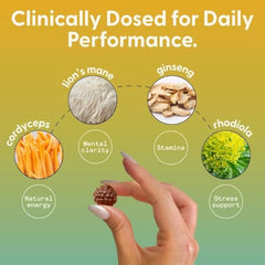 Gummies with SuperMush branding highlighting strawberry flavor for a daily ritual.