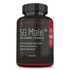 Supernatural Man 5G Male bottle front, suggesting improved blood flow and stamina.